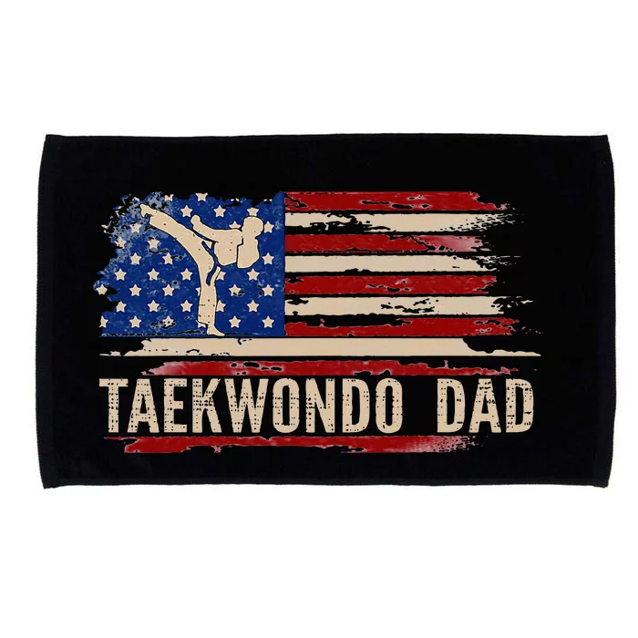 Taekwondo Dad American Usa Flag Sports The Kick Microfiber Hand Towel