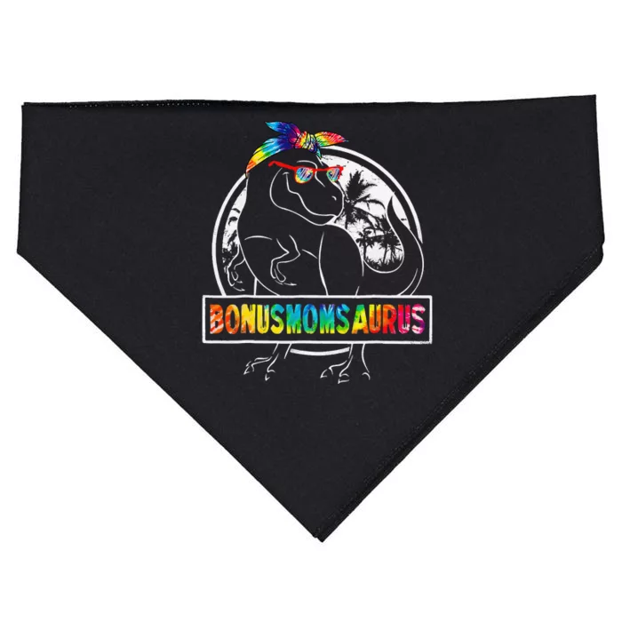 Tie Dye Bonusmomsaurus Bonus Mom Dinosaur Rex Mother's Day USA-Made Doggie Bandana