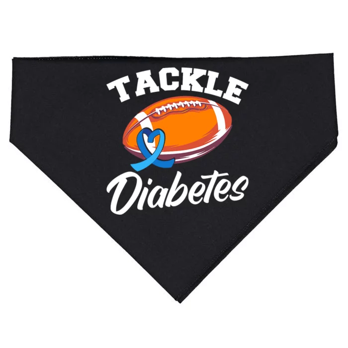 Tackle Diabetes Blue Football Type 1 T1D Diabetes Awareness USA-Made Doggie Bandana