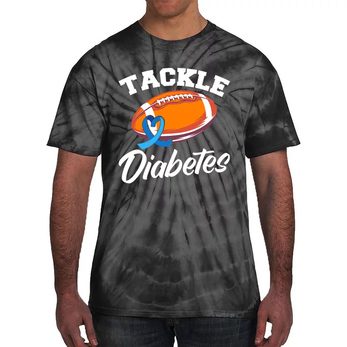 Tackle Diabetes Blue Football Type 1 T1D Diabetes Awareness Tie-Dye T-Shirt