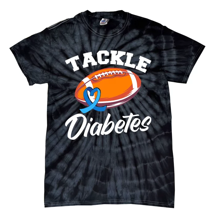 Tackle Diabetes Blue Football Type 1 T1D Diabetes Awareness Tie-Dye T-Shirt