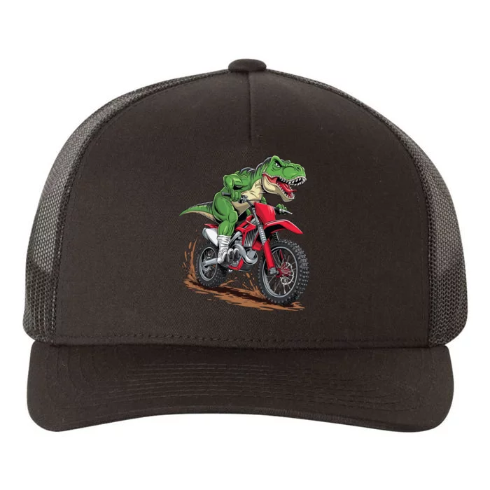 Trex Dirt Bike For Boy Dinosaur Riding Motorcycle Yupoong Adult 5-Panel Trucker Hat