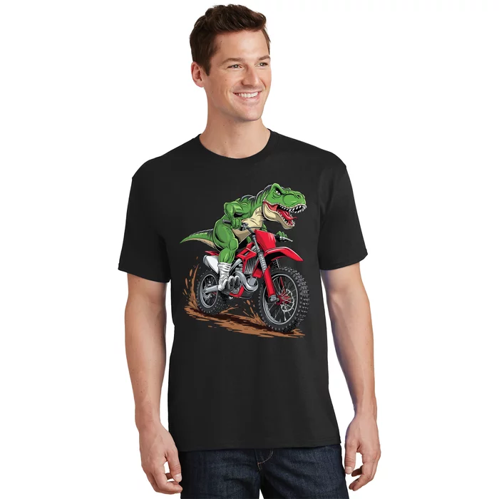 Trex Dirt Bike For Boy Dinosaur Riding Motorcycle T-Shirt