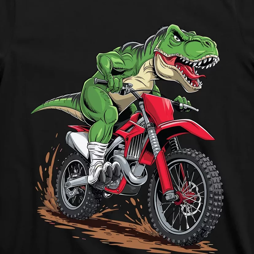 Trex Dirt Bike For Boy Dinosaur Riding Motorcycle T-Shirt