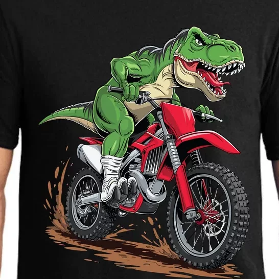 Trex Dirt Bike For Boy Dinosaur Riding Motorcycle Pajama Set