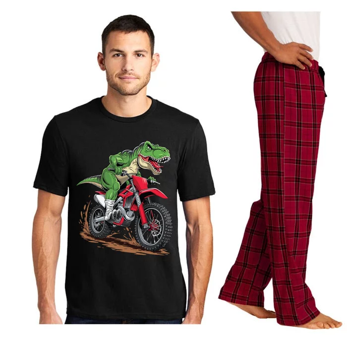 Trex Dirt Bike For Boy Dinosaur Riding Motorcycle Pajama Set