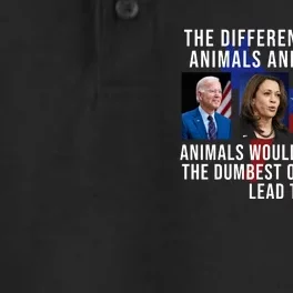 The Difference Between Animals And Humans Funny Democrat Dry Zone Grid Performance Polo