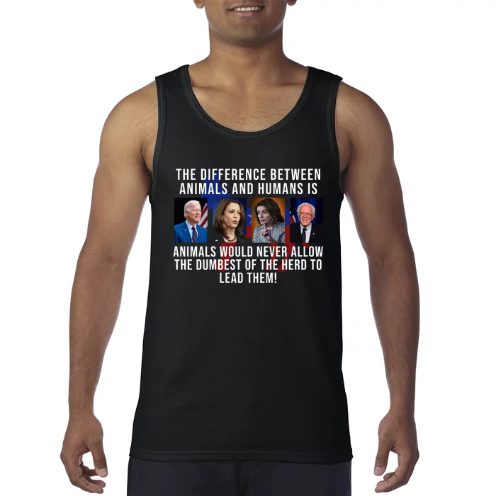 The Difference Between Animals And Humans Funny Democrat Tank Top