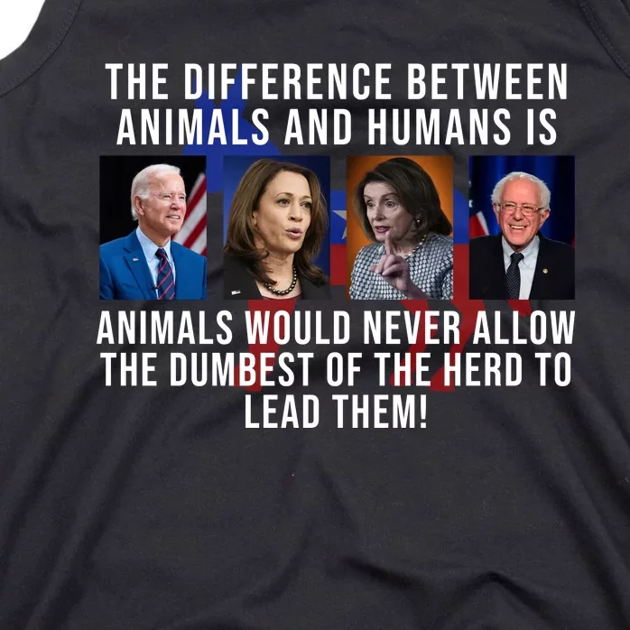 The Difference Between Animals And Humans Funny Democrat Tank Top