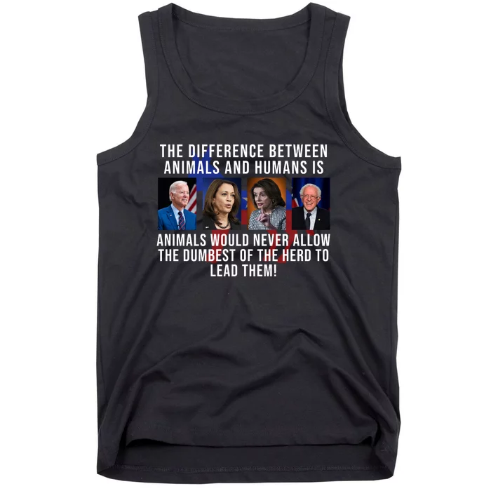 The Difference Between Animals And Humans Funny Democrat Tank Top