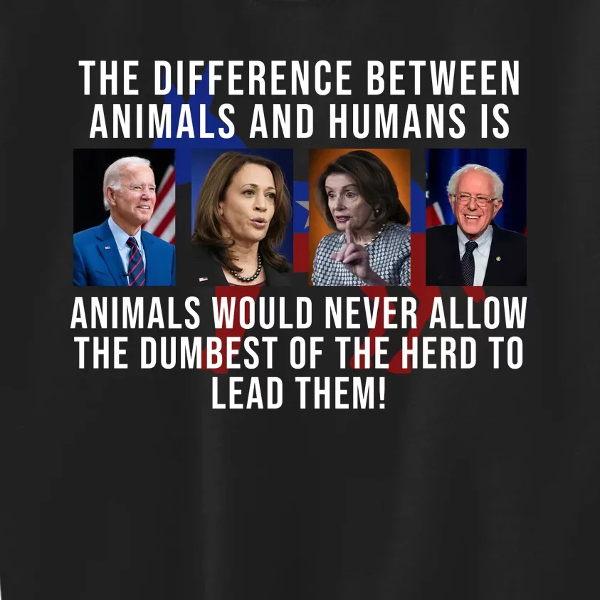 The Difference Between Animals And Humans Funny Democrat Kids Sweatshirt