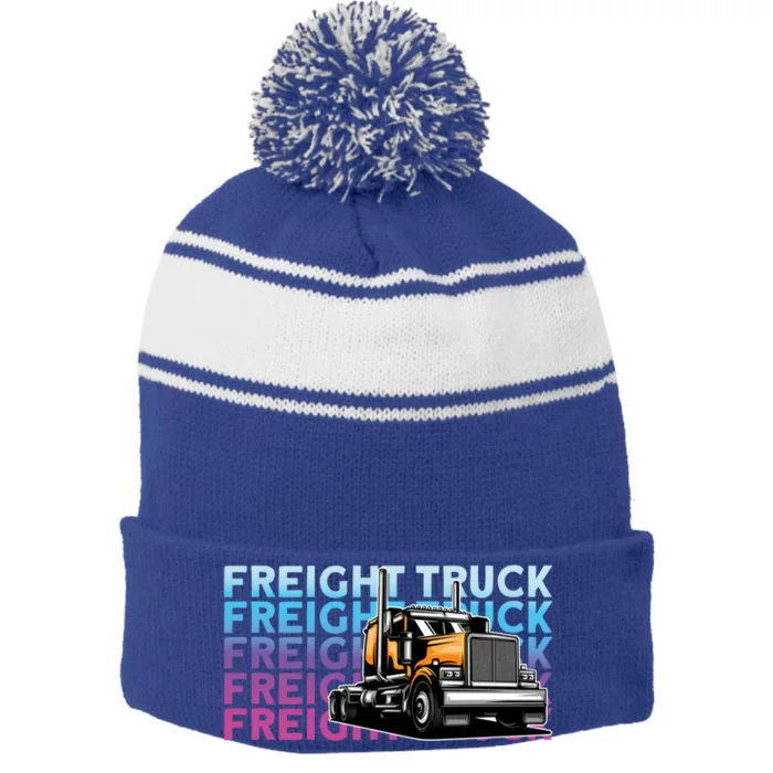 Trucker Diesel Big Rig Semigifttrailer Truck Driver Gift Stripe Pom Pom Beanie