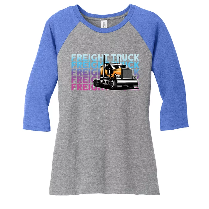 Trucker Diesel Big Rig Semigifttrailer Truck Driver Gift Women's Tri-Blend 3/4-Sleeve Raglan Shirt