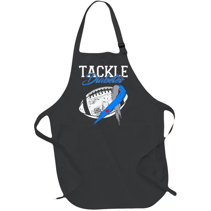 Tackle Diabetes Blue Football Type 1 T1d Diabetes Awareness Full-Length Apron With Pocket