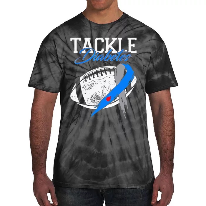 Tackle Diabetes Blue Football Type 1 T1d Diabetes Awareness Tie-Dye T-Shirt