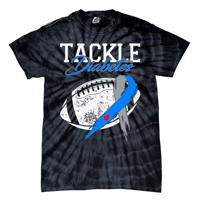 Tackle Diabetes Blue Football Type 1 T1d Diabetes Awareness Tie-Dye T-Shirt