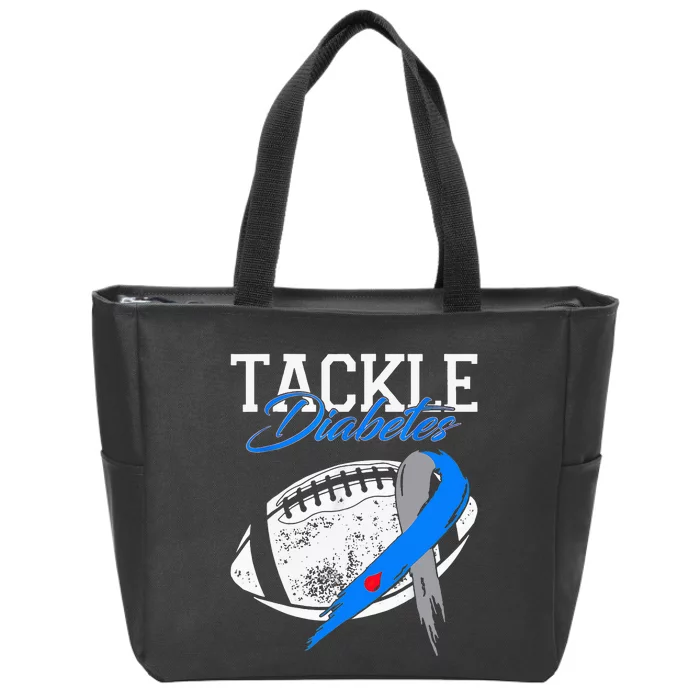 Tackle Diabetes Blue Football Type 1 T1d Diabetes Awareness Zip Tote Bag