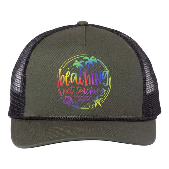 Tie Dye Beaching Not Teaching Summer Teacher Beach Vacation Retro Rope Trucker Hat Cap