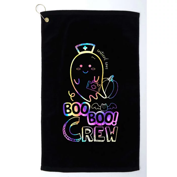 Tie Dye Boo Boo Crew Halloween Ghost Critical Care Nurse Platinum Collection Golf Towel