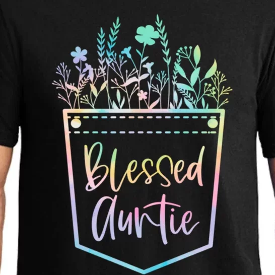 Tie Dye Blessed Auntie Floral Pocket Thankful Auntie Life Meaningful Gift Pajama Set