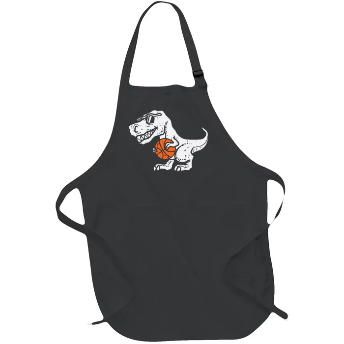 Trex Dinosaur Basketball Cute Sport Player Full-Length Apron With Pocket