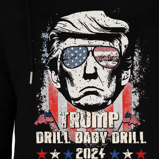 Trump Drill Baby Drill American Flag Womens Funnel Neck Pullover Hood