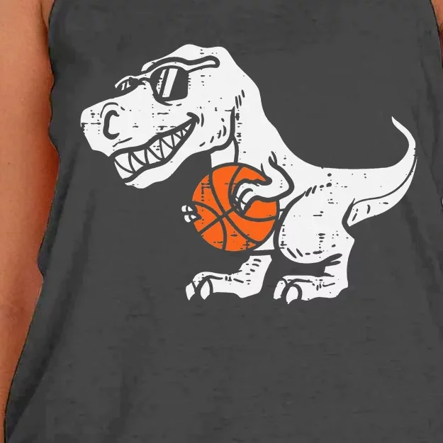 Trex Dinosaur Basketball Cute Sport Player Women's Knotted Racerback Tank