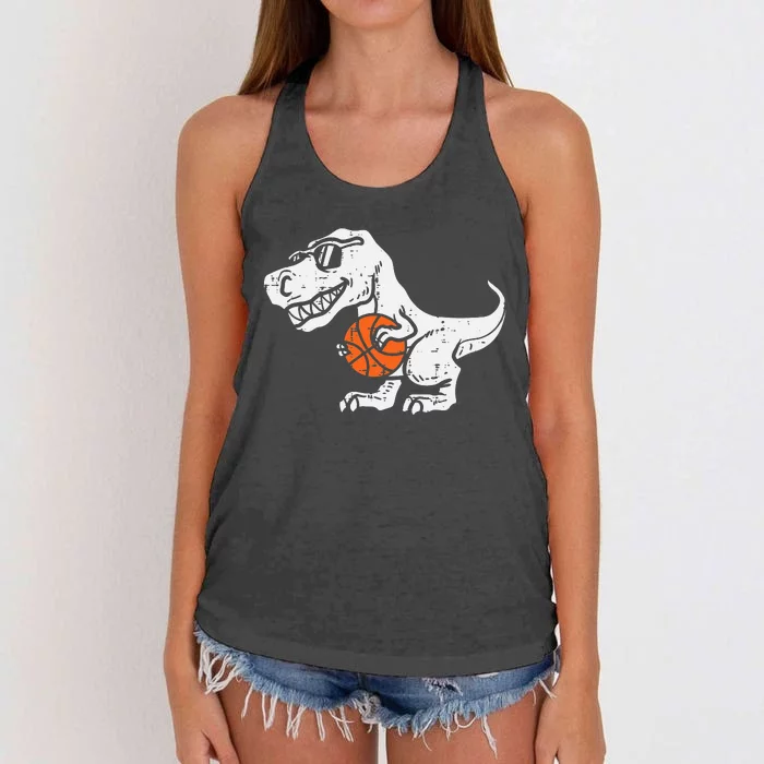 Trex Dinosaur Basketball Cute Sport Player Women's Knotted Racerback Tank