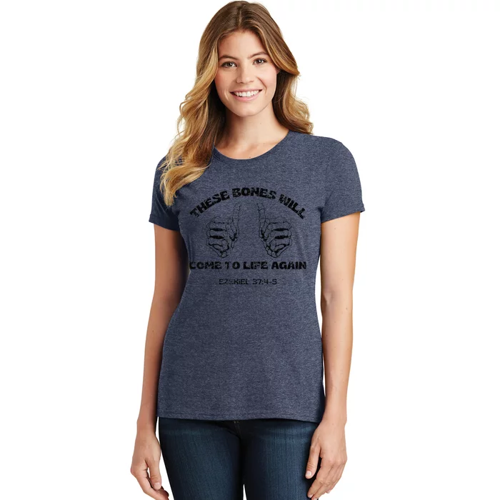 These Dry Bones Ezekiel Christian Halloween Skeleton Bible Women's T-Shirt