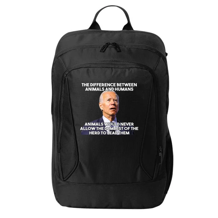 The Difference Between Animals & Humans Funny Sarcasm Biden City Backpack