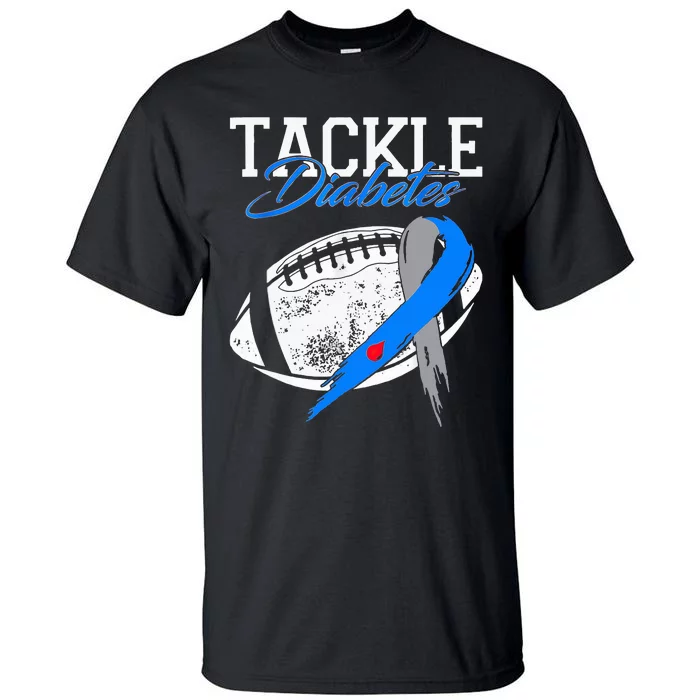 Tackle Diabetes Blue Football Type 1 T1d Diabetes Awareness Tall T-Shirt