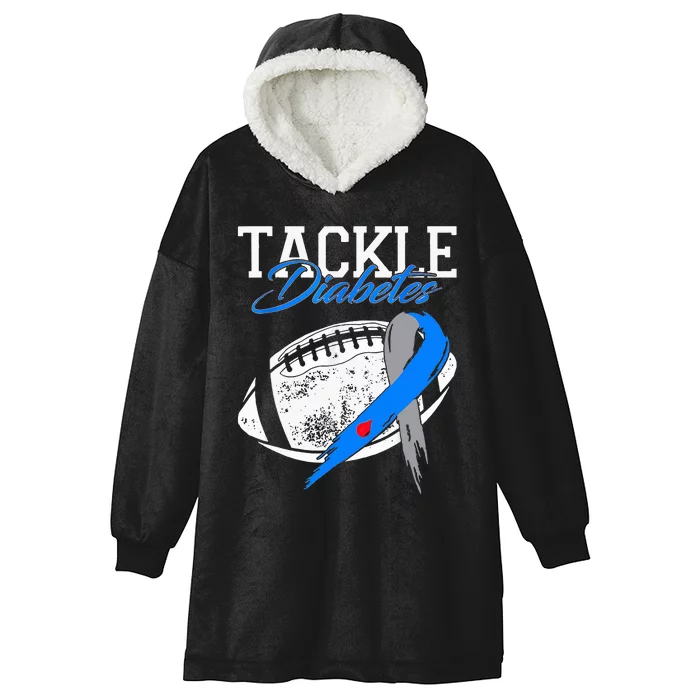 Tackle Diabetes Blue Football Type 1 T1d Diabetes Awareness Hooded Wearable Blanket