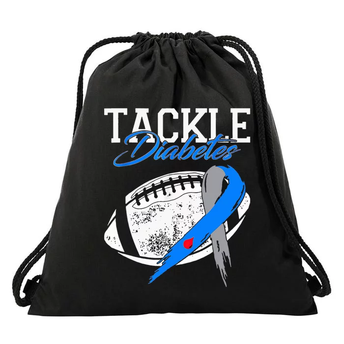 Tackle Diabetes Blue Football Type 1 T1d Diabetes Awareness Drawstring Bag