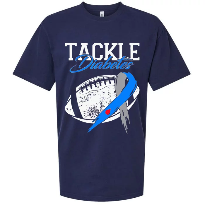 Tackle Diabetes Blue Football Type 1 T1d Diabetes Awareness Sueded Cloud Jersey T-Shirt