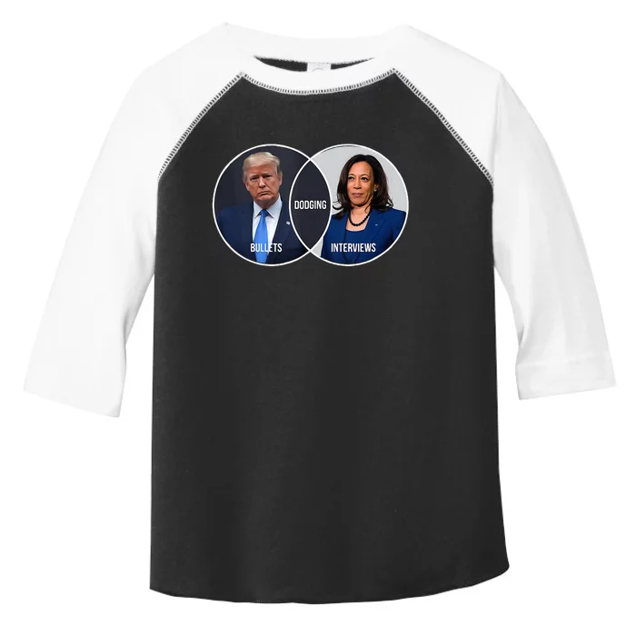 Trump Dodging Bullets Interviews Kamala Venn Diagram Toddler Fine Jersey T-Shirt