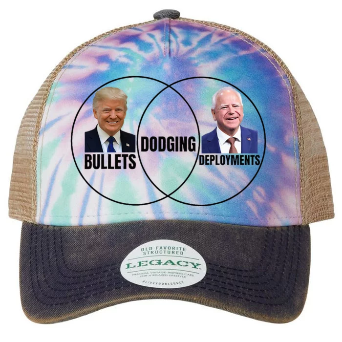 Trump Dodging Bullets Tim Walz Deployts Venn Diagram Legacy Tie Dye Trucker Hat