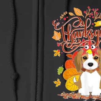 Turkey Dog Beagle Thanksgiving Autumn Fall Lover Full Zip Hoodie