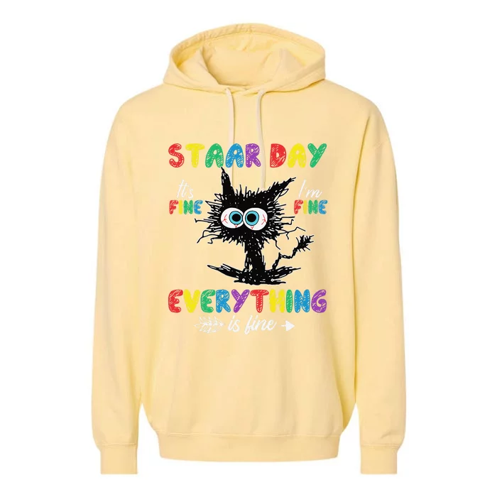 Test Day Black Cat Teacher Student Staar Testing Day Garment-Dyed Fleece Hoodie