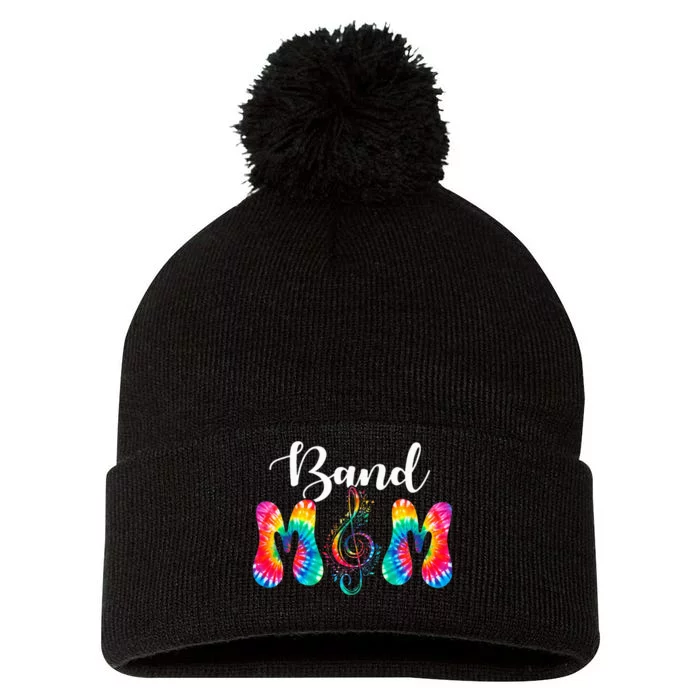 Tie Dye Band Mom Cool Mom MotherS Day Thanksgiving Women Pom Pom 12in Knit Beanie