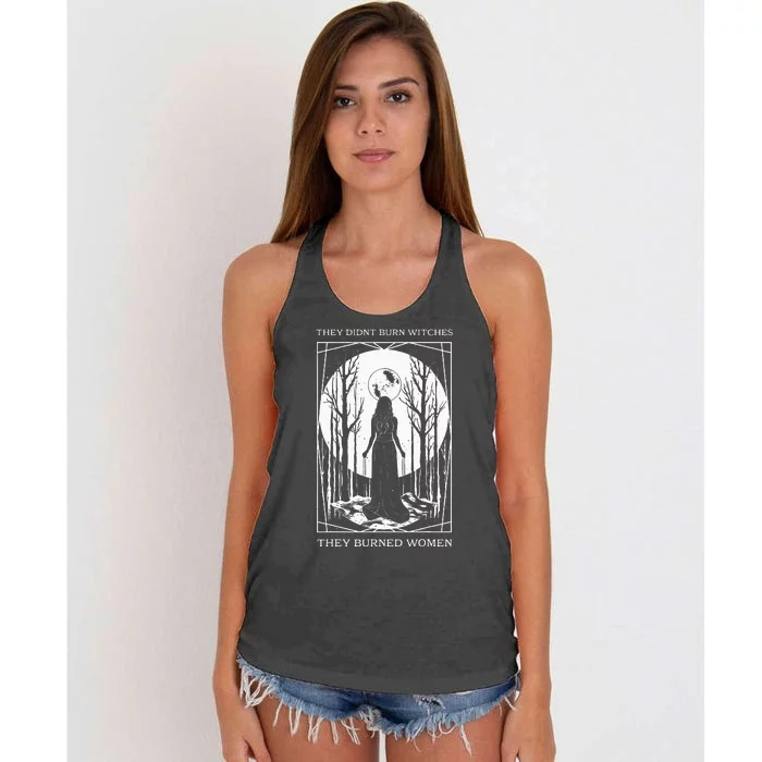 They Didnt Burn Witches They Burned Witch Feminist Women's Knotted Racerback Tank