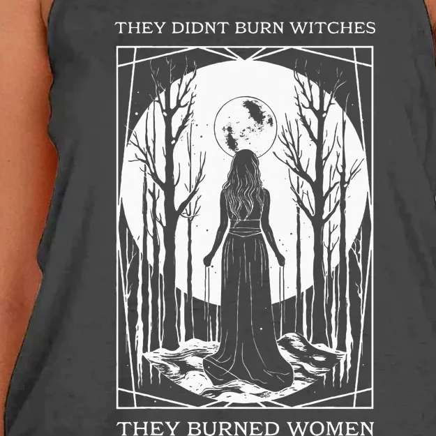 They Didnt Burn Witches They Burned Witch Feminist Women's Knotted Racerback Tank