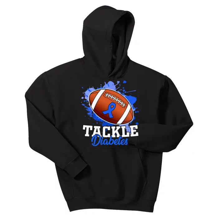 Tackle Diabetic Blue Diabetes Type 1 Awareness Warrior Kids Hoodie