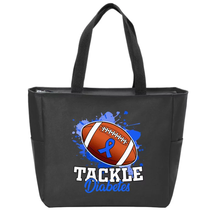 Tackle Diabetic Blue Diabetes Type 1 Awareness Warrior Zip Tote Bag