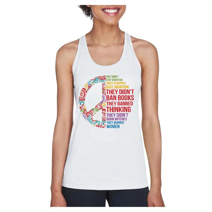 They Didnt Ban Books They Banned Thinking Feminist Women Women's Racerback Tank