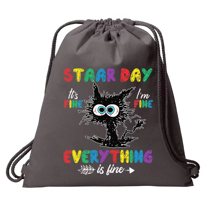 Test Day Black Cat Teacher Student Staar Testing Day Drawstring Bag