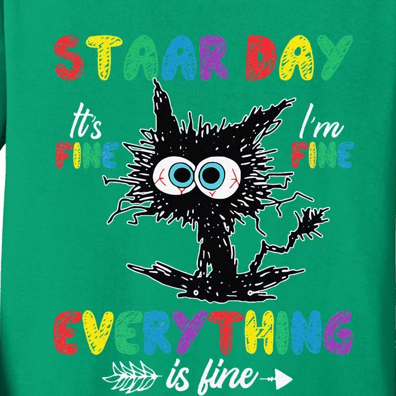 Test Day Black Cat Teacher Student Staar Testing Day Kids Long Sleeve Shirt