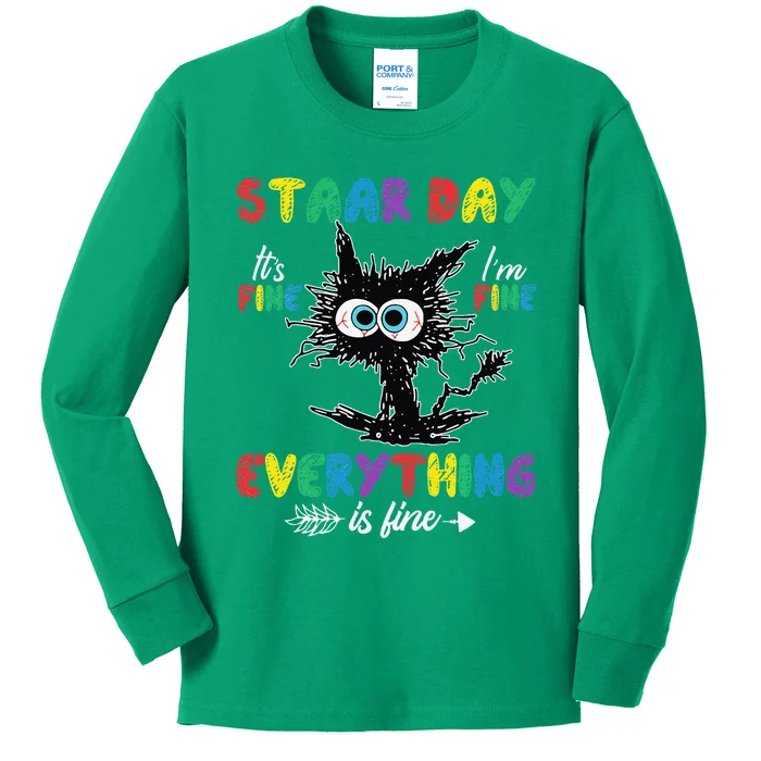 Test Day Black Cat Teacher Student Staar Testing Day Kids Long Sleeve Shirt