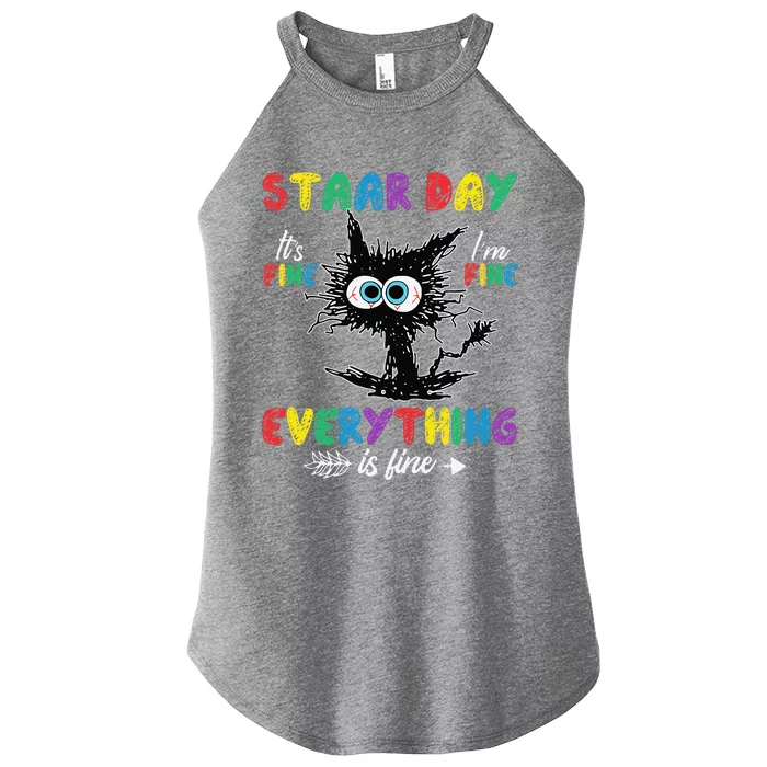 Test Day Black Cat Teacher Student Staar Testing Day Women’s Perfect Tri Rocker Tank