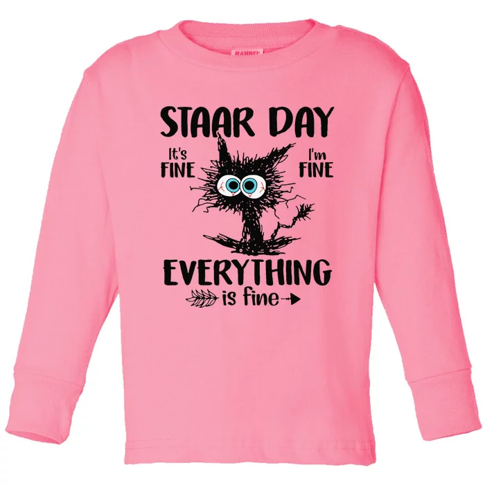 Test Day Black Cat Teacher Student Staar Testing Day Toddler Long Sleeve Shirt