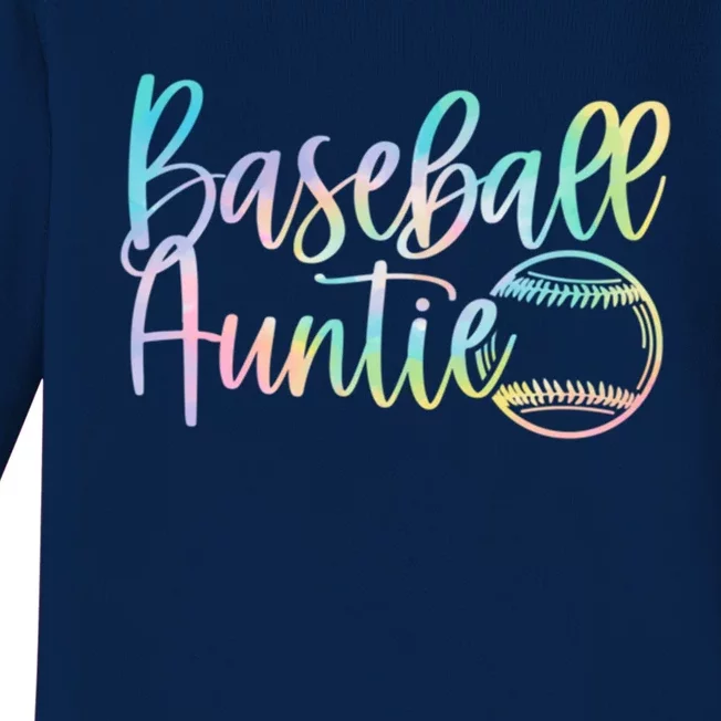 Tie Dye Baseball Auntie Pocket Baseball Auntie Game Day Cute Gift Baby Long Sleeve Bodysuit